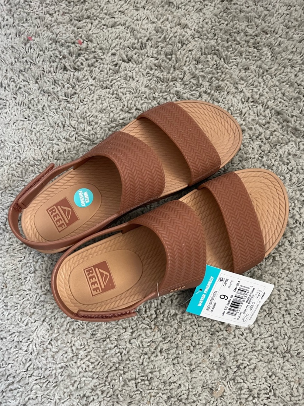 Reef Vista Platform Rubber Sandals NWT Size 9 Tan Woven Sole Boho Summer - Picture 2 of 10